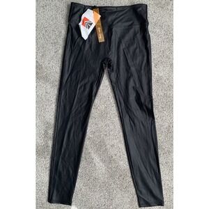 NWT Retro Gong LARGE Faux Leather Stretch Leggings Rocker Nightlife High Waist‎
